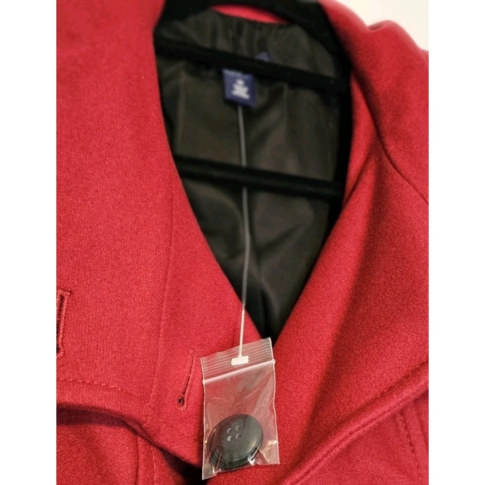 Gap Jacket Womens Red Wool Heavy Lined Button Double Breasted PeaCoat XS - Picture 3 of 11